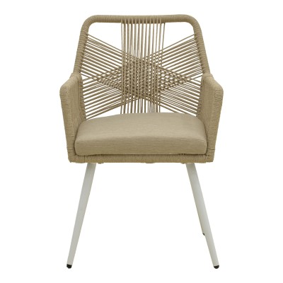 Πολυθρόνα Andros pakoworld αλουμίνιο σε λευκή- pe σχοινί σε φυσική απόχρωση 56x60x86εκ