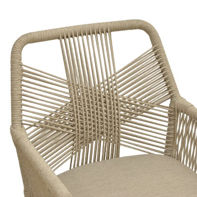 Πολυθρόνα Andros pakoworld αλουμίνιο σε λευκή- pe σχοινί σε φυσική απόχρωση 56x60x86εκ