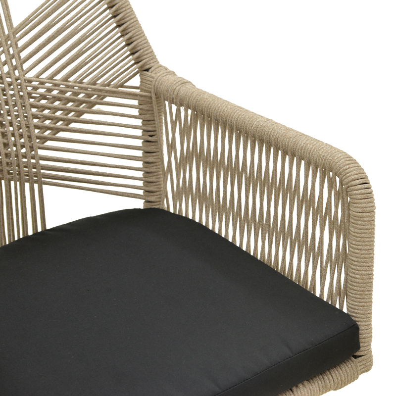 Πολυθρόνα Andros pakoworld αλουμίνιο σε μαύρη- pe σχοινί μπεζ 57x61x84,5εκ | 2 τμχ