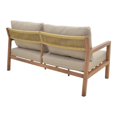 Σαλόνι κήπου Andasio pakoworld σετ 4τεμ αλουμίνιο κ σχοινί σε φυσική- μαξιλάρια σε γκρι απόχρωση