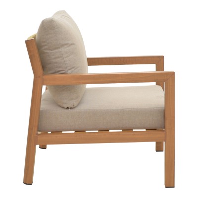 Σαλόνι κήπου Andasio pakoworld σετ 4τεμ αλουμίνιο κ σχοινί σε φυσική- μαξιλάρια σε γκρι απόχρωση