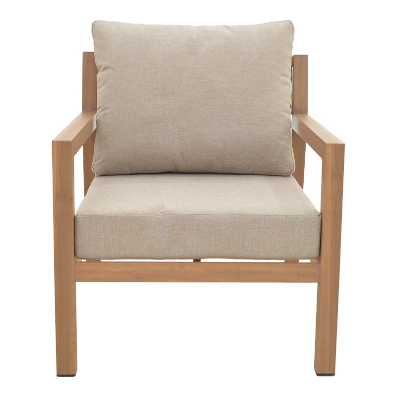 Σαλόνι κήπου Andasio pakoworld σετ 4τεμ αλουμίνιο κ σχοινί σε φυσική- μαξιλάρια σε γκρι απόχρωση