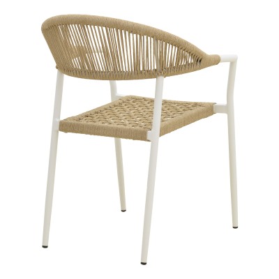 Πολυθρόνα Ammos pakoworld στοιβαζόμενη αλουμίνιο σε λευκή- pe σχοινί σε φυσική απόχρωση 56x61.5x82εκ