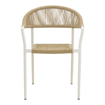 Πολυθρόνα Ammos pakoworld στοιβαζόμενη αλουμίνιο σε λευκή- pe σχοινί σε φυσική απόχρωση 56x61.5x82εκ