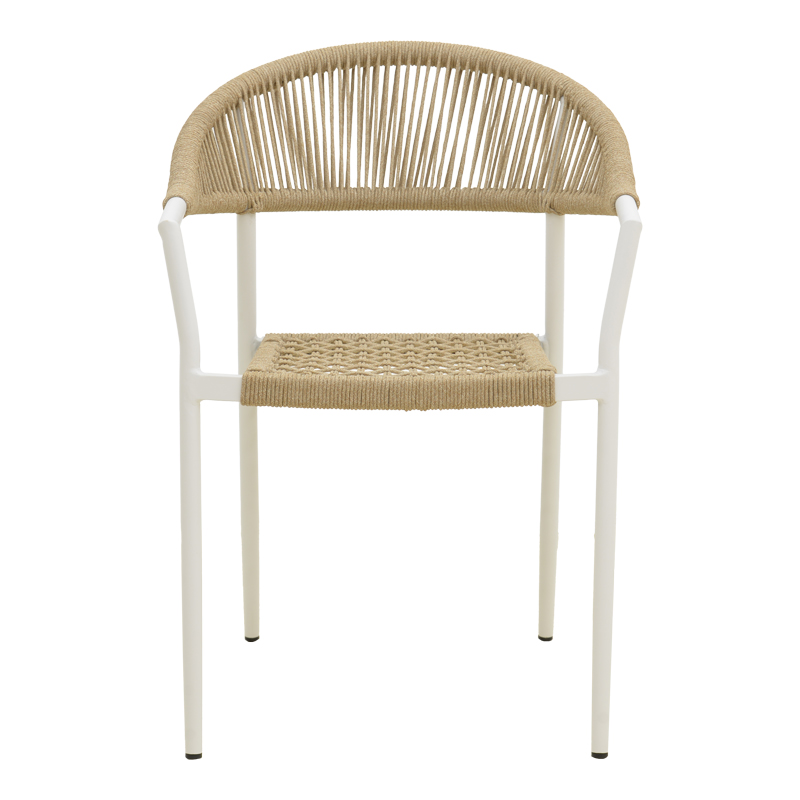 Πολυθρόνα Ammos pakoworld στοιβαζόμενη αλουμίνιο σε λευκή- pe σχοινί σε φυσική απόχρωση 56x61.5x82εκ