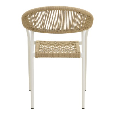 Πολυθρόνα Ammos pakoworld στοιβαζόμενη αλουμίνιο σε λευκή- pe σχοινί σε φυσική απόχρωση 56x61.5x82εκ