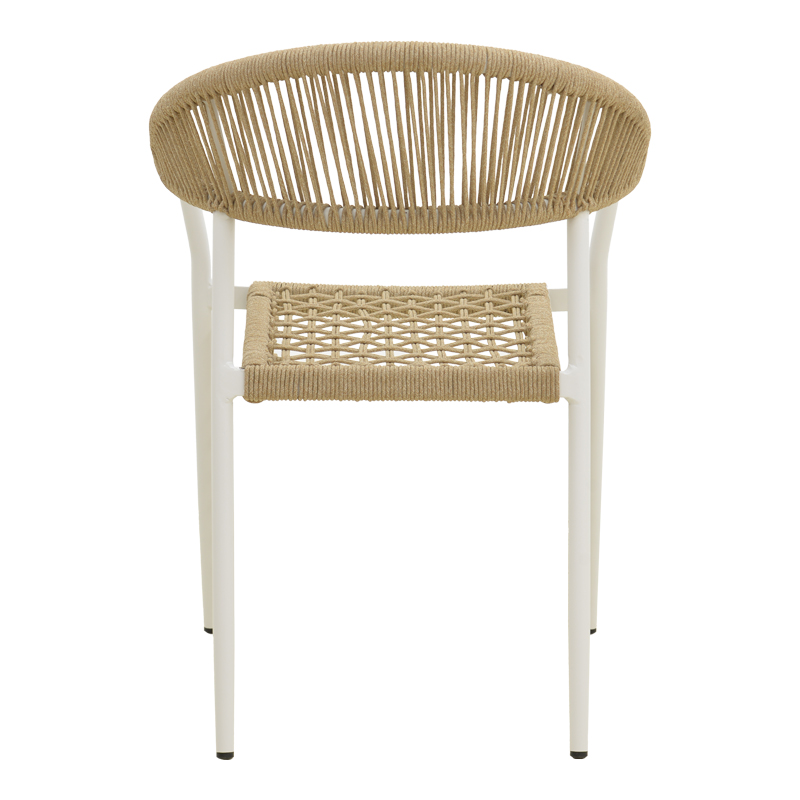 Πολυθρόνα Ammos pakoworld στοιβαζόμενη αλουμίνιο σε λευκή- pe σχοινί σε φυσική απόχρωση 56x61.5x82εκ