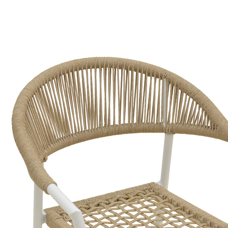 Πολυθρόνα Ammos pakoworld στοιβαζόμενη αλουμίνιο σε λευκή- pe σχοινί σε φυσική απόχρωση 56x61.5x82εκ