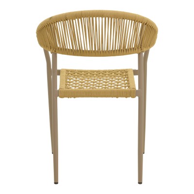 Πολυθρόνα Ammos pakoworld στοιβαζόμενη αλουμίνιο μόκα-pe σχοινί σε φυσική απόχρωση 56x61,5x82εκ