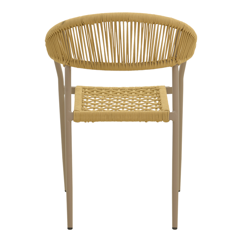 Πολυθρόνα Ammos pakoworld στοιβαζόμενη αλουμίνιο μόκα-pe σχοινί σε φυσική απόχρωση 56x61,5x82εκ