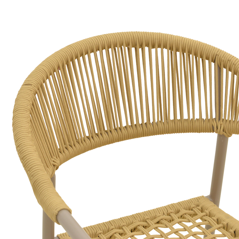 Πολυθρόνα Ammos pakoworld στοιβαζόμενη αλουμίνιο μόκα-pe σχοινί σε φυσική απόχρωση 56x61,5x82εκ