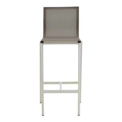 Σκαμπό μπαρ Melina pakoworld στοιβαζόμενη αλουμίνιο σε λευκή- textline σε γκρι απόχρωση 57x52,5x106,5εκ