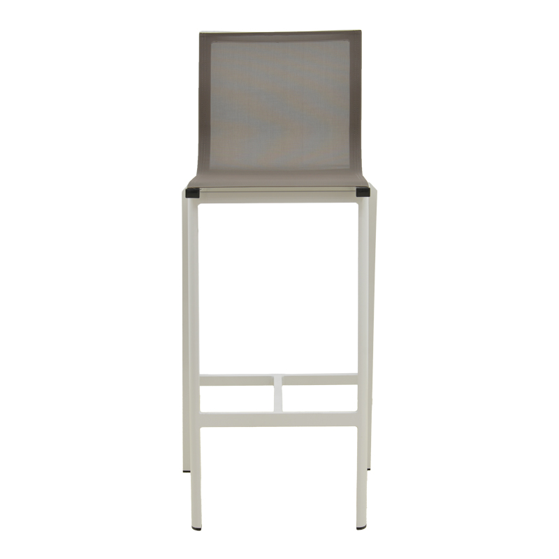 Σκαμπό μπαρ Melina pakoworld στοιβαζόμενη αλουμίνιο σε λευκή- textline σε γκρι απόχρωση 57x52,5x106,5εκ