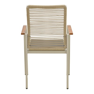 Πολυθρόνα Aegean pakoworld στοιβαζόμενη -teak- αλουμίνιο και μόκα textline με pe σχοινί μπεζ 56,5x58x91εκ