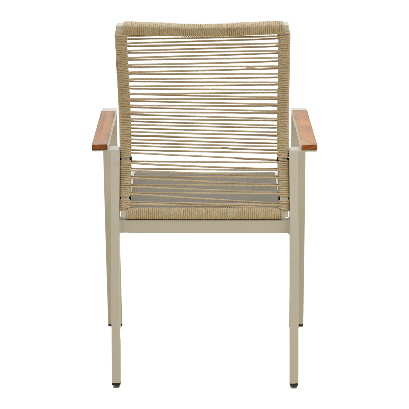 Πολυθρόνα Aegean pakoworld στοιβαζόμενη -teak- αλουμίνιο και μόκα textline με pe σχοινί μπεζ 56,5x58x91εκ