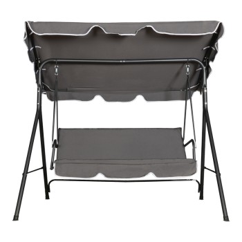 Κούνια κήπου Globo pakoworld μέταλλο μαύρο-ύφασμα σε ανθρακί απόχρωση 170x110x153εκ