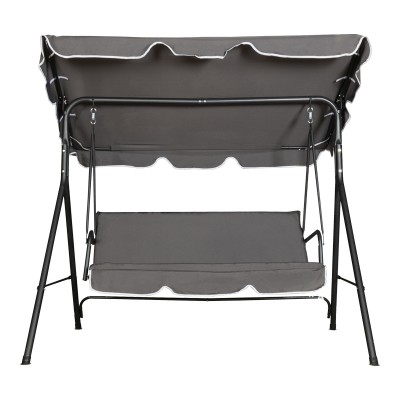 Κούνια κήπου Globo pakoworld μέταλλο μαύρο-ύφασμα σε ανθρακί απόχρωση 170x110x153εκ