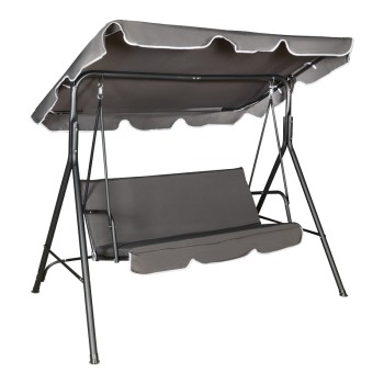 Κούνια κήπου Globo pakoworld μέταλλο μαύρο-ύφασμα σε ανθρακί απόχρωση 170x110x153εκ