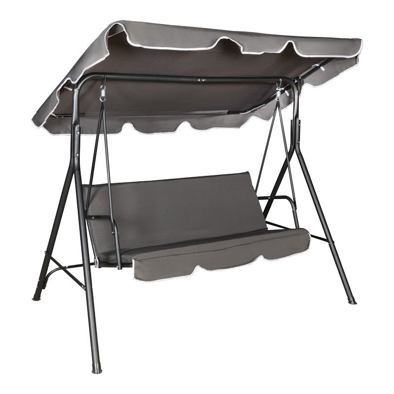 Κούνια κήπου Globo pakoworld μέταλλο μαύρο-ύφασμα σε ανθρακί απόχρωση 170x110x153εκ