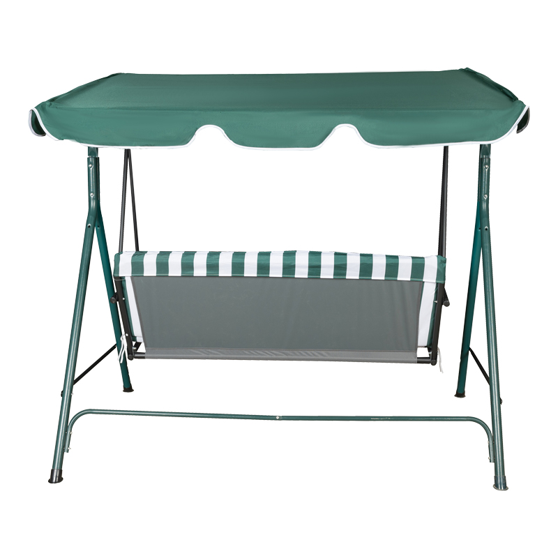 Κούνια κήπου Globo pakoworld μέταλλο πράσινο-ύφασμα σε λευκή-πράσινη απόχρωση 170x110x153εκ