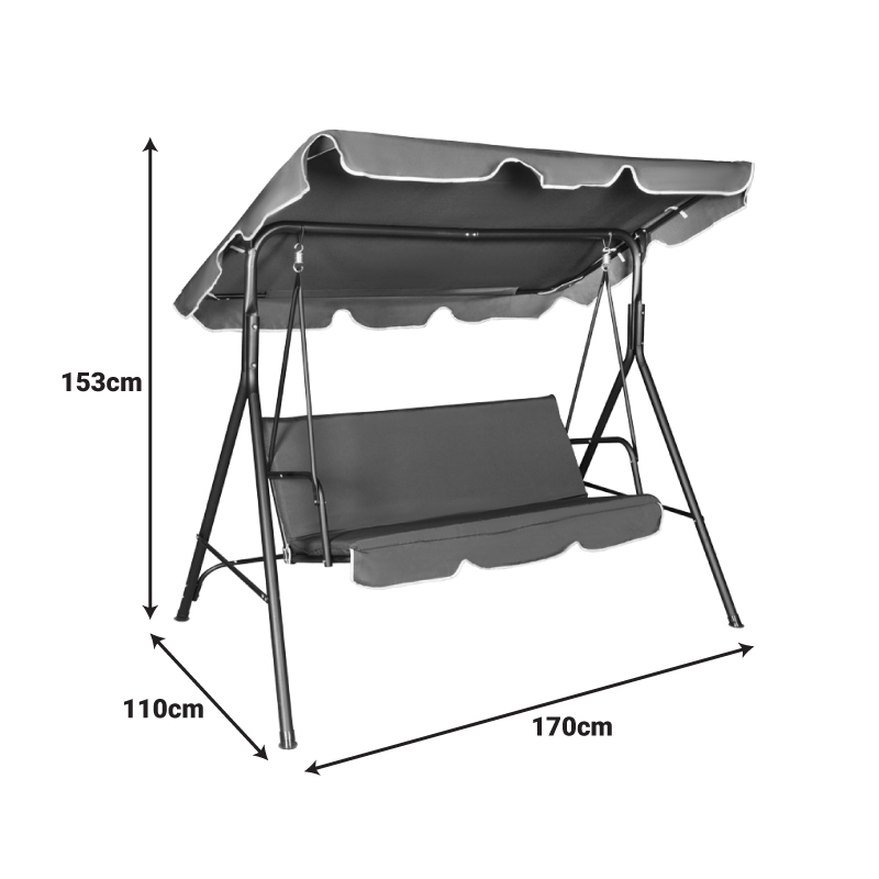 Κούνια κήπου Globo pakoworld μέταλλο πράσινο-ύφασμα σε λευκή-πράσινη απόχρωση 170x110x153εκ