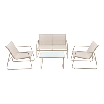 Σαλόνι εξωτερικού χώρου Veranda textilene-μέταλλο σε cappuccino απόχρωση