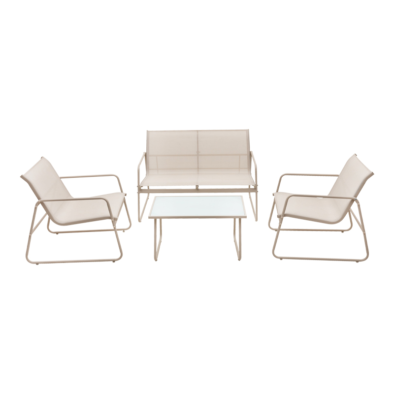 Σαλόνι εξωτερικού χώρου Veranda textilene-μέταλλο σε cappuccino απόχρωση