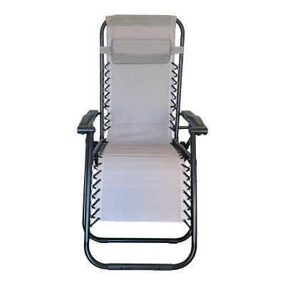 Πολυθρόνα relax πτυσσόμενη Mirka pakoworld γκρι textilene με μαύρο μέταλλο 65x165x110εκ