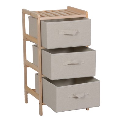 Συρταριέρα Wolen pakoworld ξύλο ελάτου-ύφασμα σε φυσική-μπεζ απόχρωση 34.5x36.5x67εκ