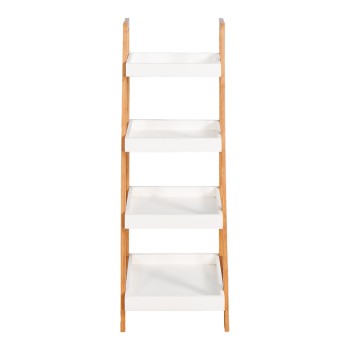 Ραφιέρα δαπέδου Leby pakoworld μπαμπού-mdf σε λευκή-φυσική απόχρωση 35x34x98εκ