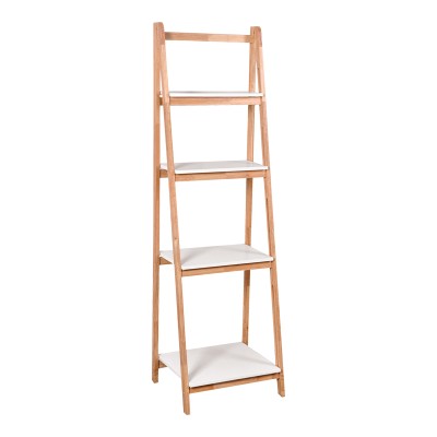 Ραφιέρα δαπέδου Benwen pakoworld πτυσσόμενη rubberwood-mdf σε λευκή-φυσική απόχρωση 42x34.5x140εκ