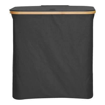 Καλάθι απλύτων Lodge pakoworld μπαμπού-ύφασμα σε γκρι απόχρωση 54x33x60εκ