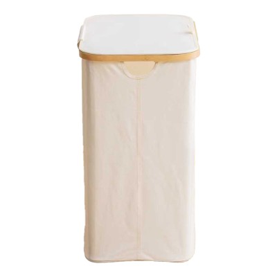 Καλάθι απλύτων Lodge pakoworld μπαμπού-ύφασμα σε μπεζ απόχρωση 54x33x60εκ