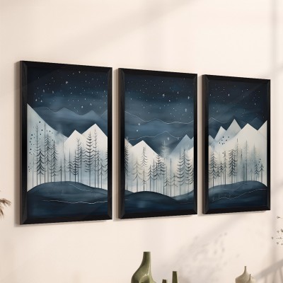 Πίνακας Wavy pakoworld τρίπτυχος με ψηφιακή εκτύπωση και πλαίσιο 33x0.3x48εκ