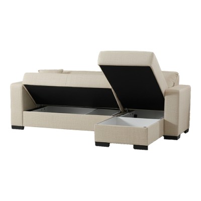 Γωνιακός καναπές-κρεβάτι αναστρέψιμος Dumma pakoworld ύφασμα κρεμ 226x148x86εκ