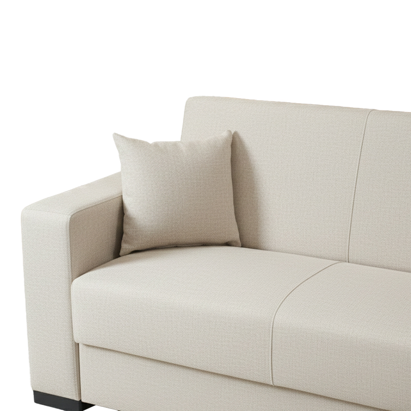 Γωνιακός καναπές-κρεβάτι αναστρέψιμος Dumma pakoworld ύφασμα κρεμ 226x148x86εκ