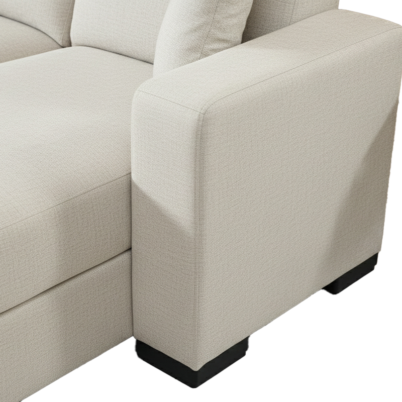 Γωνιακός καναπές-κρεβάτι αναστρέψιμος Dumma pakoworld ύφασμα κρεμ 226x148x86εκ