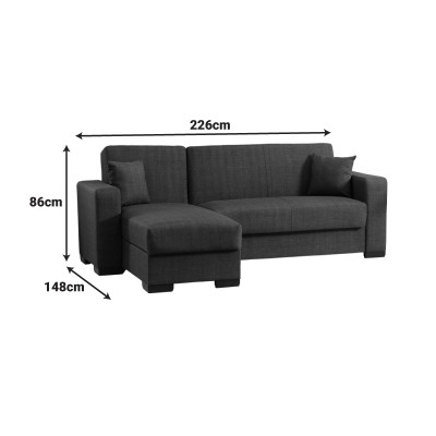 Γωνιακός καναπές-κρεβάτι αναστρέψιμος Dumma pakoworld ύφασμα κρεμ 226x148x86εκ