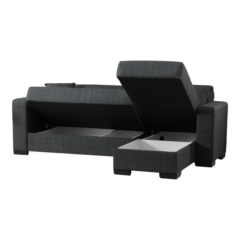 Γωνιακός καναπές-κρεβάτι αναστρέψιμος Dumma pakoworld ύφασμα ανθρακί 226x148x86εκ