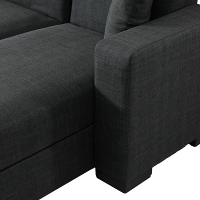 Γωνιακός καναπές-κρεβάτι αναστρέψιμος Dumma pakoworld ύφασμα ανθρακί 226x148x86εκ