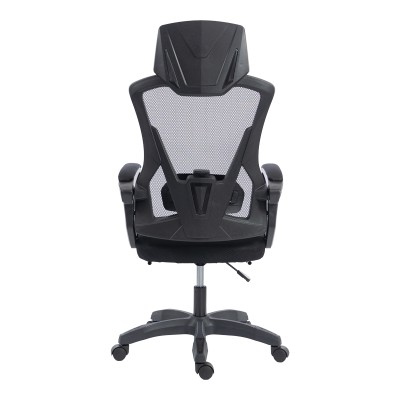 Καρέκλα γραφείου διευθυντή με υποπόδιο Meton pakoworld mesh χρώμα μαύρο 48x60x118-128εκ