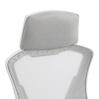 Καρέκλα γραφείου διευθυντή με υποπόδιο Meton pakoworld λευκό - mesh γκρι 48x60x118-128εκ