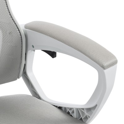 Καρέκλα γραφείου διευθυντή με υποπόδιο Meton pakoworld λευκό - mesh γκρι 48x60x118-128εκ