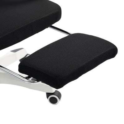 Καρέκλα γραφείου διευθυντή με υποπόδιο Meton pakoworld λευκό - mesh μαύρο 48x60x118-128εκ