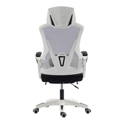 Καρέκλα γραφείου διευθυντή με υποπόδιο Meton pakoworld λευκό - mesh μαύρο 48x60x118-128εκ