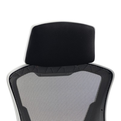 Καρέκλα γραφείου διευθυντή με υποπόδιο Meton pakoworld λευκό - mesh μαύρο 48x60x118-128εκ