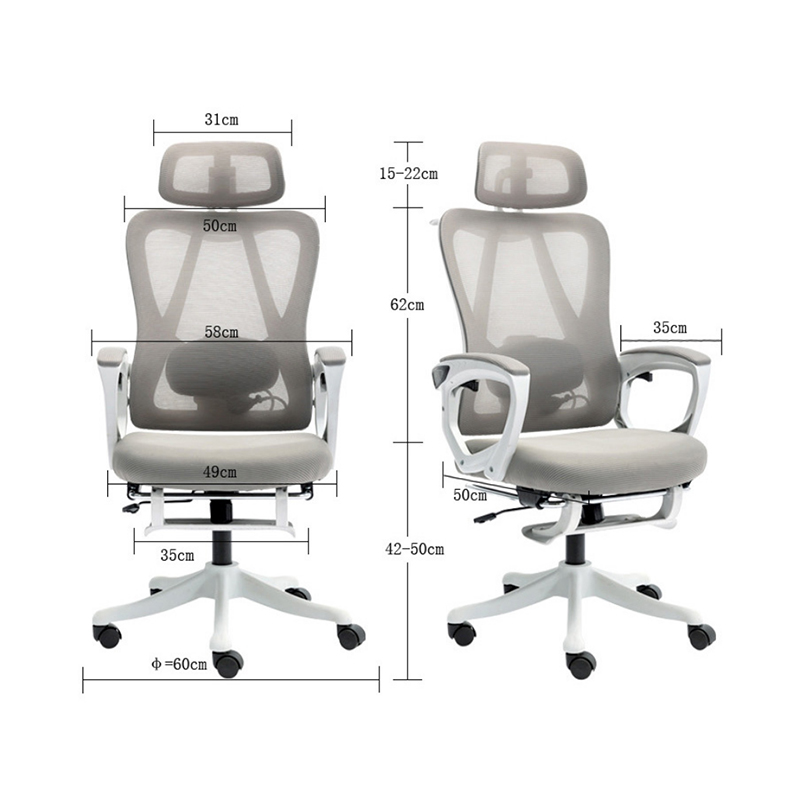 Καρέκλα γραφείου διευθυντή Exeter pakoworld λευκή - mesh γκρι 50x58x119-129εκ