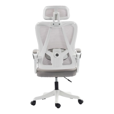 Καρέκλα γραφείου διευθυντή Exeter pakoworld λευκή - mesh γκρι 50x58x119-129εκ