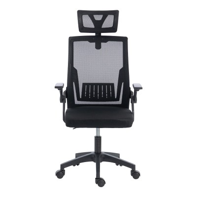 Καρέκλα γραφείου Plymot pakoworld mesh χρώμα μαύρο 48x58x112-122εκ