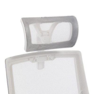 Καρέκλα γραφείου Plymot pakoworld λευκή - mesh γκρι 48x58x112-122εκ